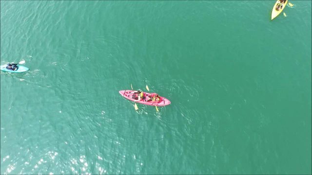 月山湖でカヌー（西川町）